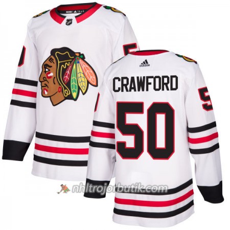 Män Ishockey Chicago Blackhawks Tröja Corey Crawford 50 Adidas 2017-2018 Vit Authentic